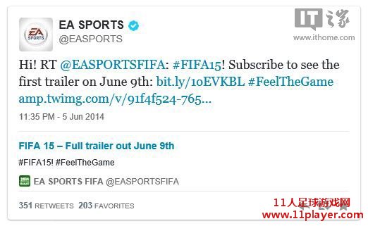 FIFA15 为迎接世界杯，曝下周发布PC试玩版！